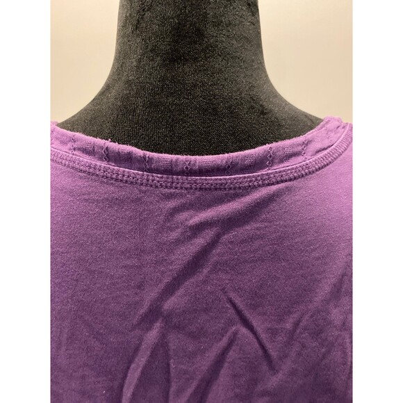 Woolrich Distressed T Shirt Top XL Purple Eggplant 100% Cotton Oversized Blouse - Picture 6 of 12
